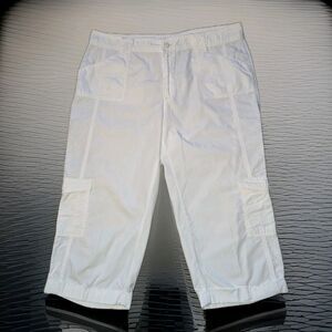 Living Planet White Cotton Cropped Capri Pants Women’s Size 18